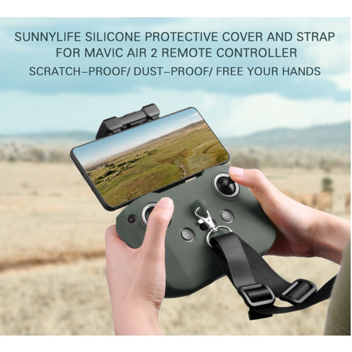 Sunnylife AIR2-Q9290 Remote Control Silicone Protective Case with lanyard forDJIMavic Air 2