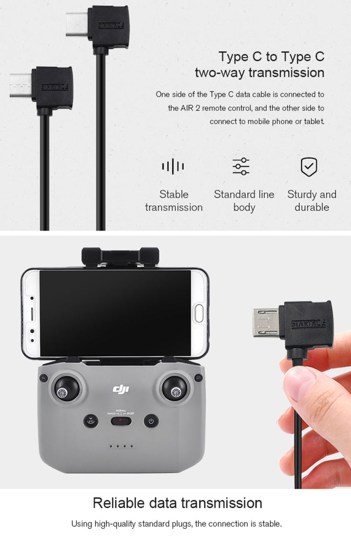 STARTRC ForDJIMavic Air 2 Type-C / USB-C to Micro USB Dual-way Transmission Data Dedicated Connect Cable, Length: 16cm