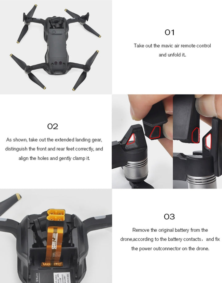 STARTRC 5 in 1 Height Extender Damping Landing Leg Brackets + External Power Supply Delay forDJIMavic Air