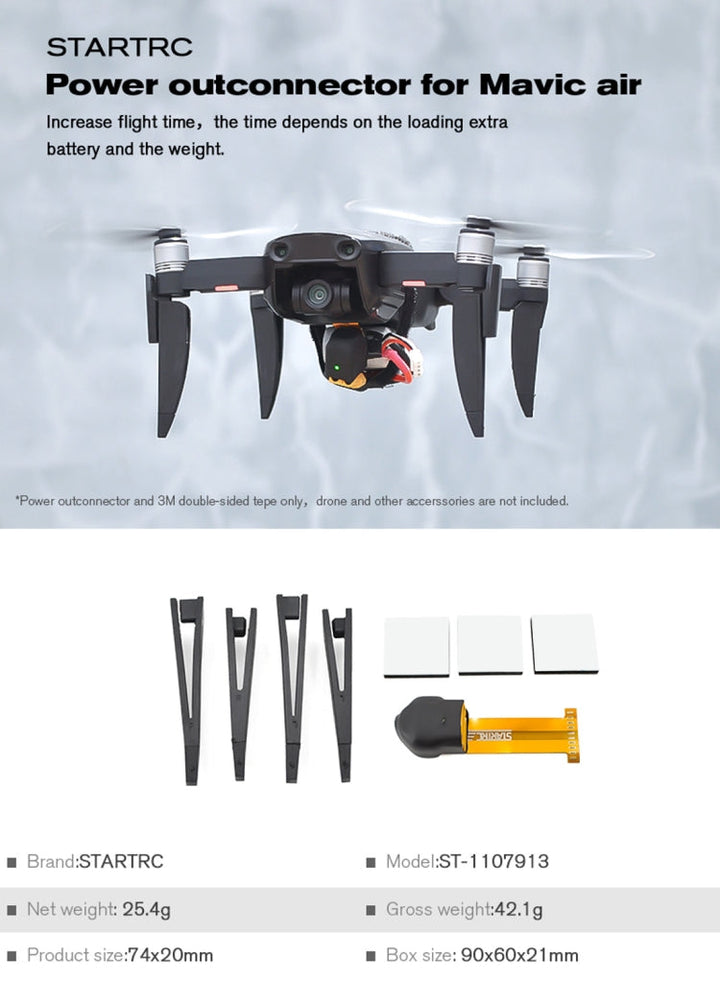 STARTRC 5 in 1 Height Extender Damping Landing Leg Brackets + External Power Supply Delay forDJIMavic Air