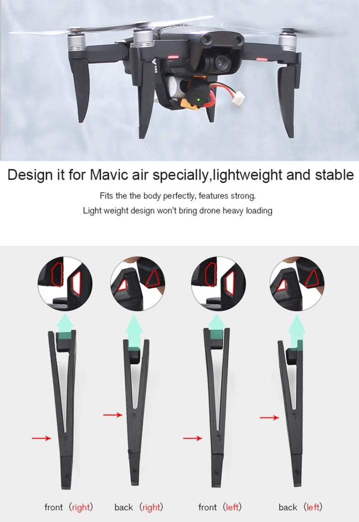 STARTRC 5 in 1 Height Extender Damping Landing Leg Brackets + External Power Supply Delay forDJIMavic Air