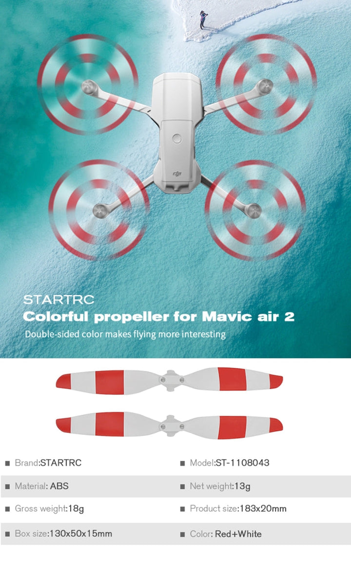 STARTRC 1 Pair Red and White Color Low Noise Quick-release Propellers forDJIMavic Air 2