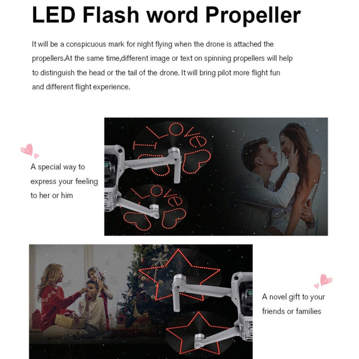 STARTRC 1 Pair Foldable Color LED DIY Flash Editable Word Lamp Propellers forDJIMavic Air 2