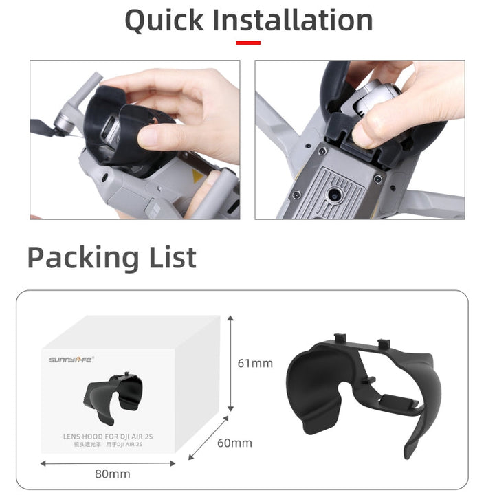 Sunnylife A2S-Q9350 Camera Lens Sunshade Anti-glare Hood forDJIAir 2S / Mavic Air 2