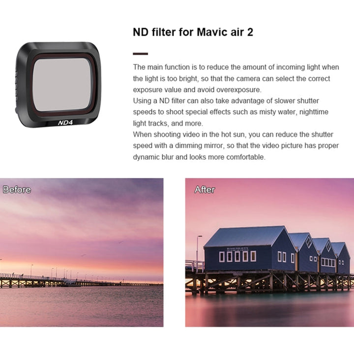 STARTRC 1107616 4 PCS ND4PL / ND8PL / ND16PL / ND32PL Drone Lens Filter forDJIMavic Air 2