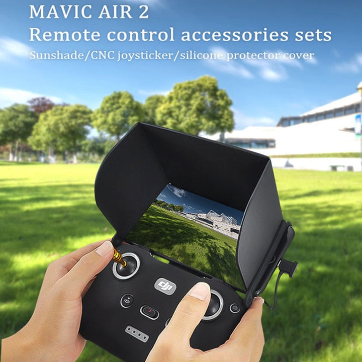 STARTRC ForDJIMavic Air 2 / Air 2S 3 In 1 Remote Control Sunshade Metal Joystick Silicone Protective Cover Set