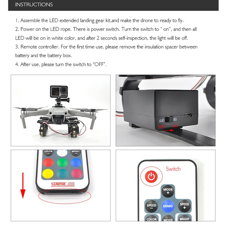 STARTRC ForDJIMavic Air 2 LED Lights Landing Gear with Light Bar