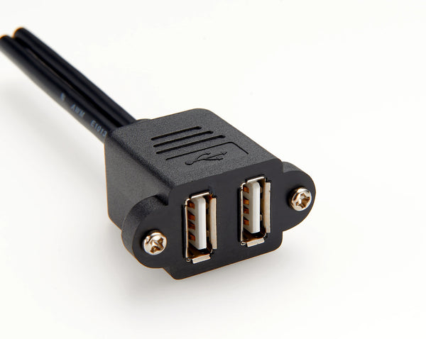 Duales USB 2.0-Kabel mit Schraubloch für die Schalttafelmontage, 2 Anschlüsse USB 2.0-Verlängerungskabel (Stecker auf Buchse), geeignet für Familie, Klassenzimmer 