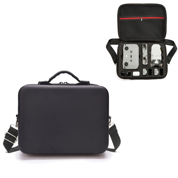 LS4456 Portable Drone PU Shoulder Storage Bag Handbag for DJI Mavic Mini 2, Black + Black Liner, Black + Red Liner