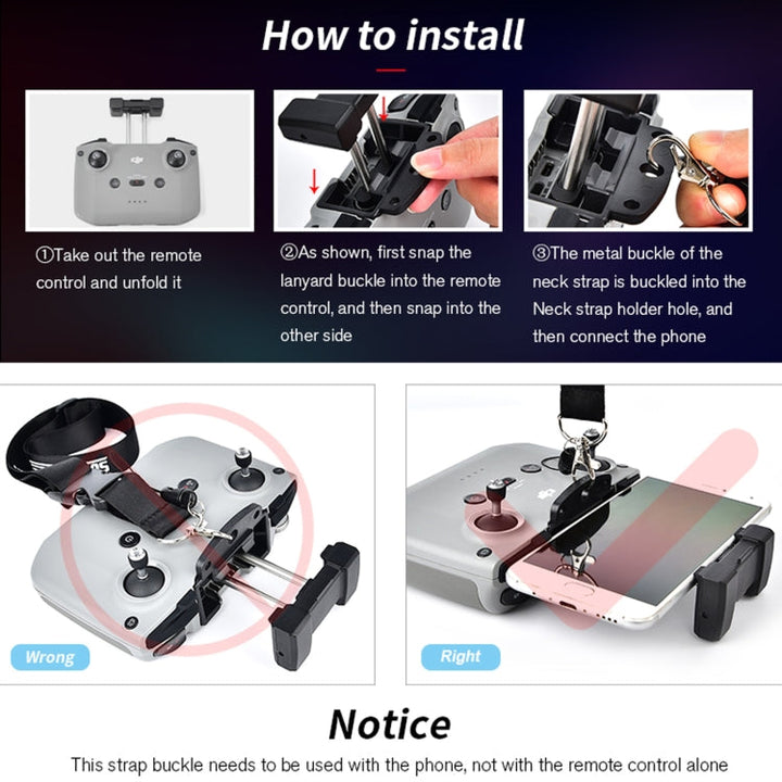 STARTRC 1108664 Remote Control Anti-lost Neck Strap Holder Lanyard with Buckle Set forDJIMavic Air 2 / Air 2S / Mini 2