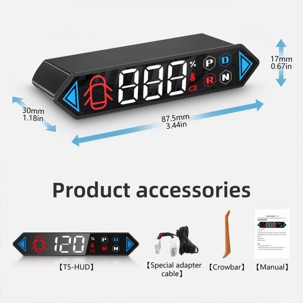 T5 For Tesla Model Y/3 2019- Car 3 inch HUD Head-up Display