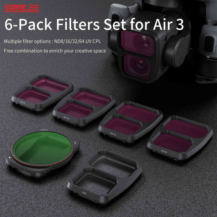 ForDJIAir 3 STARTRC Drone Lens Filter, Lens:6 in 1 ND8/16/32/64 UV CPL