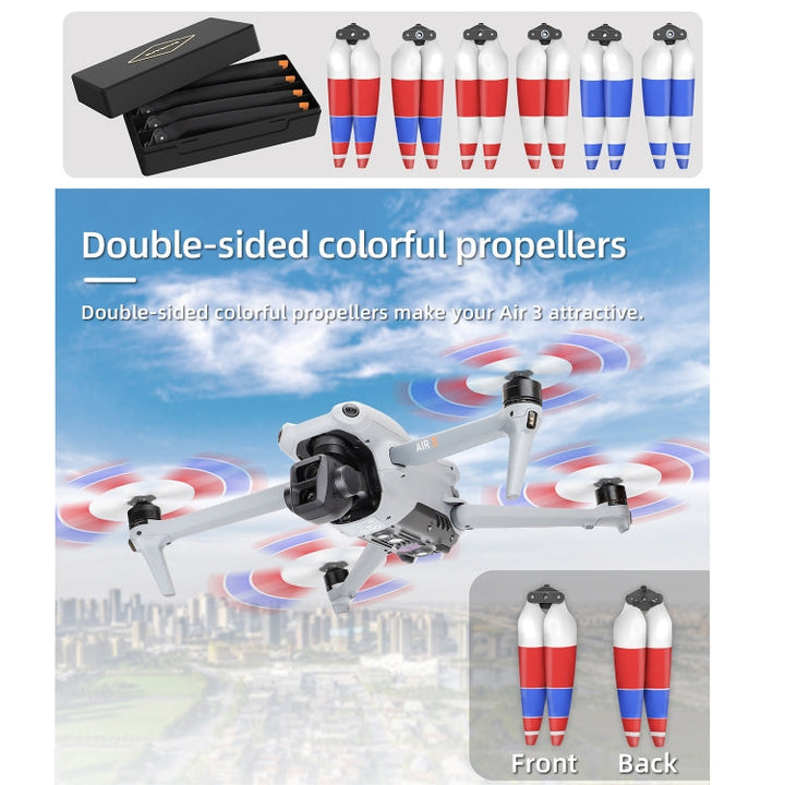 ForDJIAir 3 Sunnylife 8747F Low Noise Quick-release Propellers, Style:2 Pairs Silverr Tip