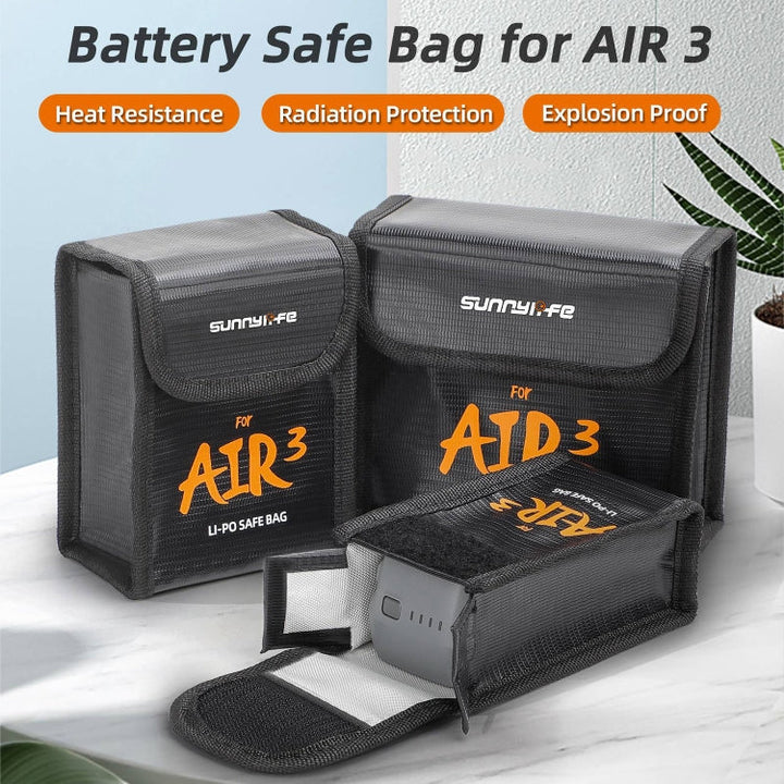 ForDJIAir 3 Sunnylife Battery Explosion-proof Safe Bag Protective Li-Po Safe Bag For 3pcs Batteries