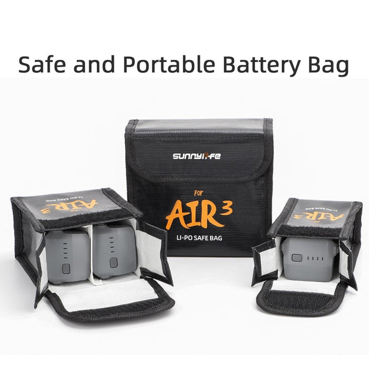 ForDJIAir 3 Sunnylife Battery Explosion-proof Safe Bag Protective Li-Po Safe Bag For 3pcs Batteries