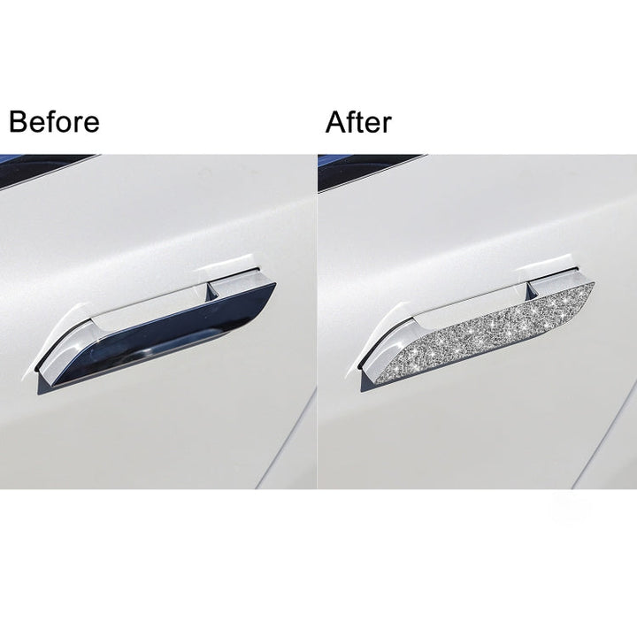 For Tesla Model S Car Outside Handle Diamond Sticker,Left and Right Drive Universal