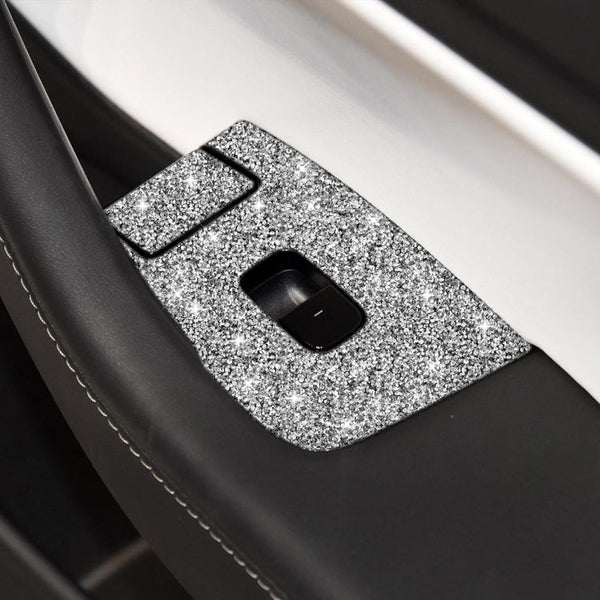 For Tesla Model 3 Car Window Raising Button Diamond Sticker, Right Drive