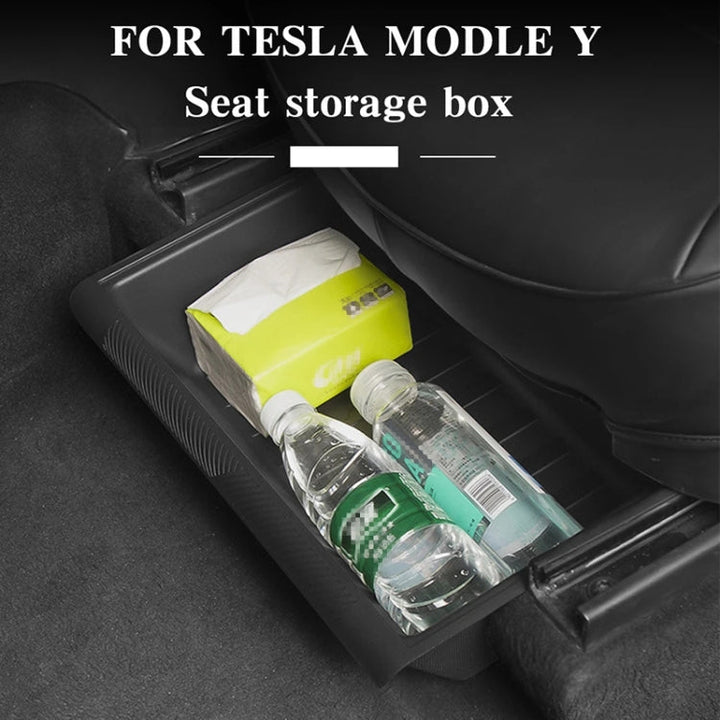 For Tesla Model Y 2021-2023 TPE Storage Organizer Under Car Seat, Style:without Cover