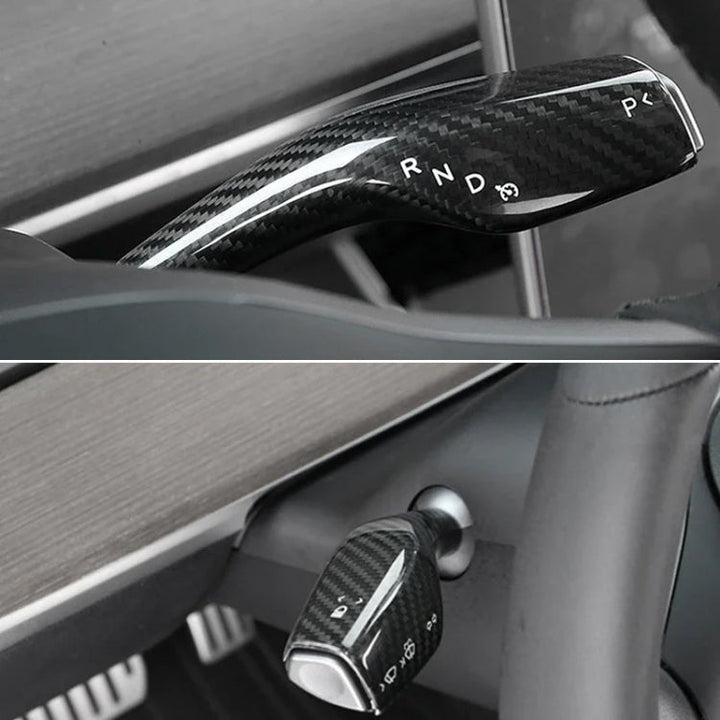 For Tesla Model 3/Y 2pcs/Set Car Turn Signal Lever Carbon Fiber Pattern Protective Cover