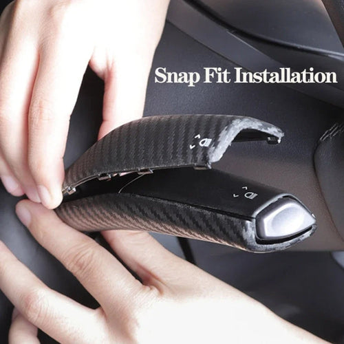 For Tesla Model 3/Y 2pcs/Set Car Turn Signal Lever Carbon Fiber Pattern Protective Cover