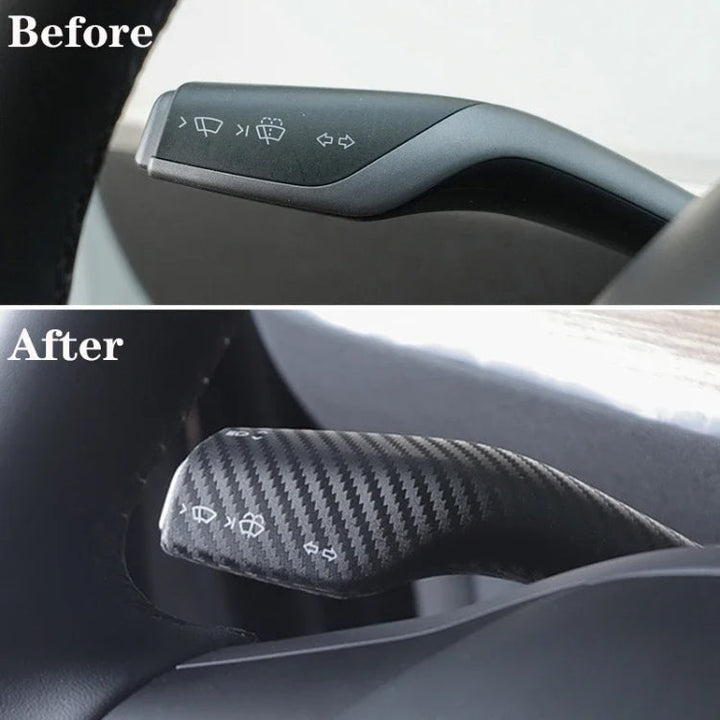 For Tesla Model 3/Y 2pcs/Set Car Turn Signal Lever Carbon Fiber Pattern Protective Cover