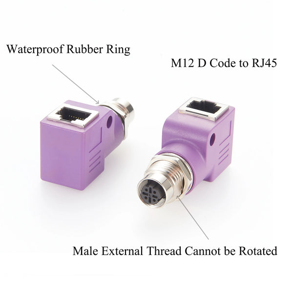 M12 4P D code to RJ45 connector adapter network cable to M12 male and female socket