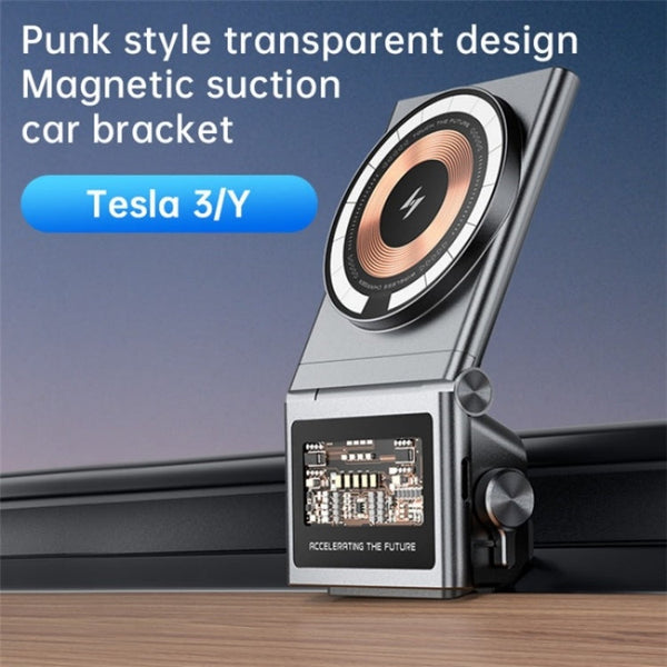 A7 Transparent Phone Charging Dock 15W Magnetic Wireless Charger for Tesla Model 3/Y