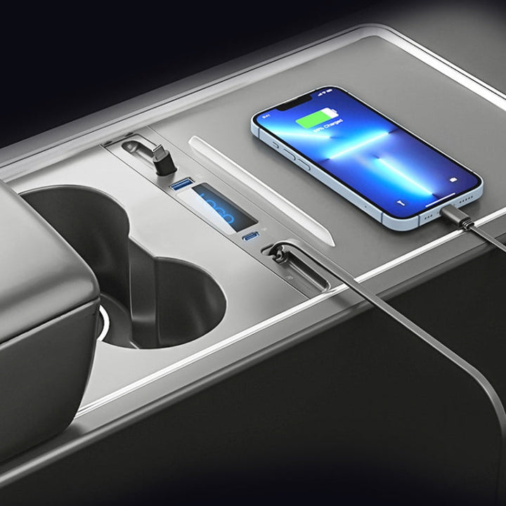 For Tesla Model 3/Y 27W Quick Interior Charger Intelligent USB-C/Type-C Docking Station HUB