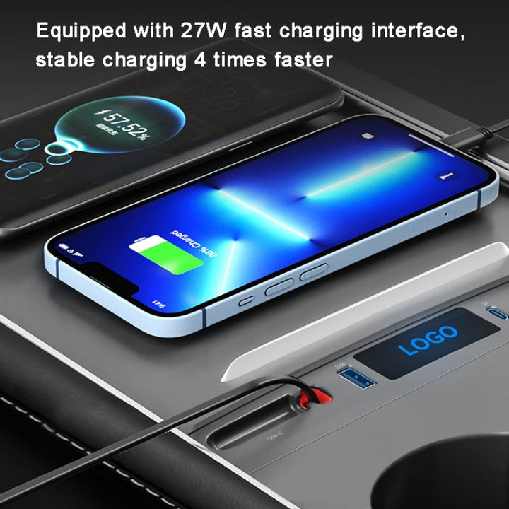 For Tesla Model 3/Y 27W Quick Interior Charger Intelligent USB-C/Type-C Docking Station HUB