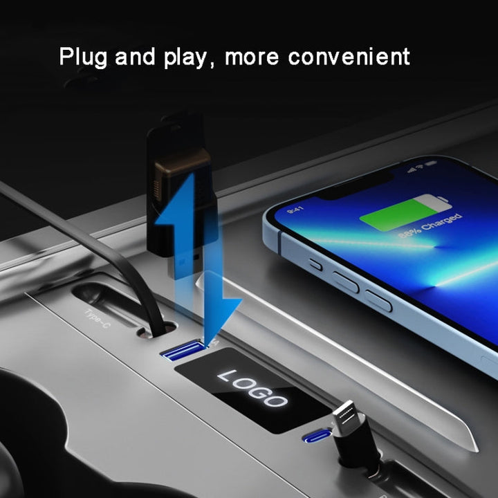 For Tesla Model 3/Y 27W Quick Interior Charger Intelligent USB-C/Type-C Docking Station HUB