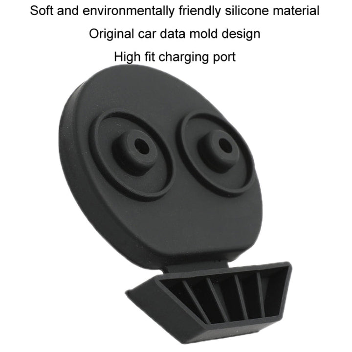 For Tesla Model 3/Y 2pcs Charging Port Silicone Dustproof Waterproof Cover, Color: Split Black