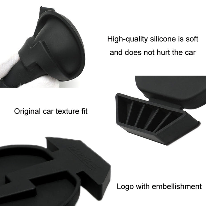 For Tesla Model 3/Y 2pcs Charging Port Silicone Dustproof Waterproof Cover, Color: Split Black