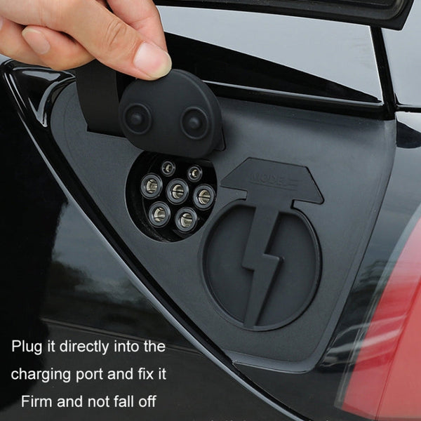 For Tesla Model 3/Y 2pcs Charging Port Silicone Dustproof Waterproof Cover, Color: Split Black