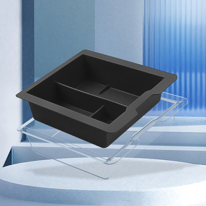 For Tesla Model 3/Y Silicone Double Layer Storage Small Ice Box, Style: Center Front With Divider