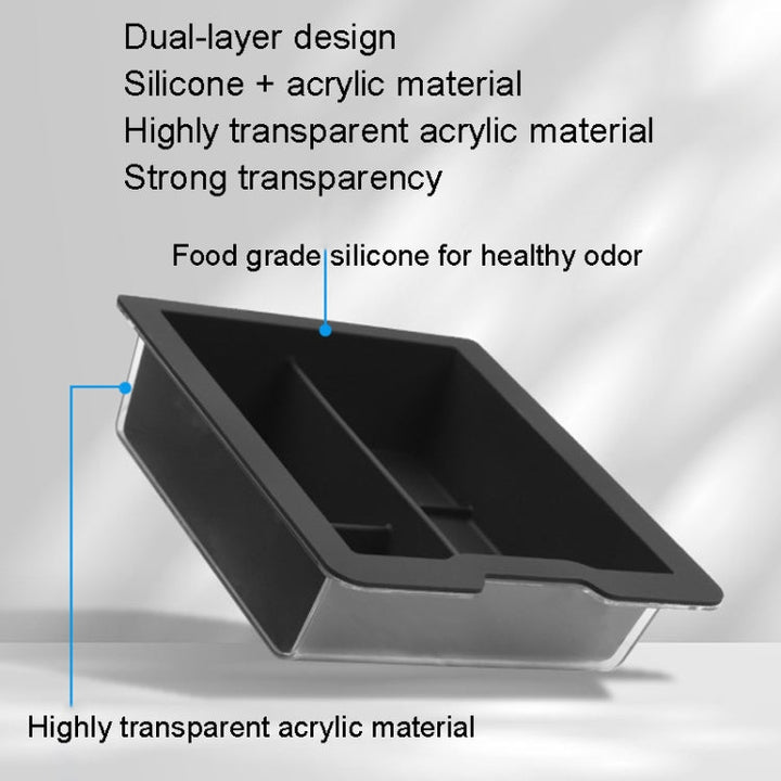 For Tesla Model 3/Y Silicone Double Layer Storage Small Ice Box, Style: Center Front With Divider