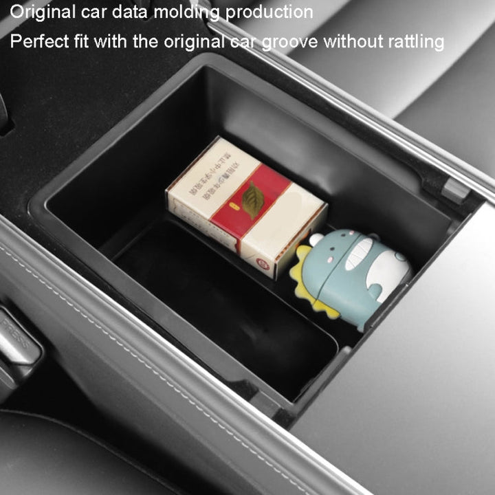 For Tesla Model 3/Y Silicone Double Layer Storage Small Ice Box, Style: Center Front With Divider