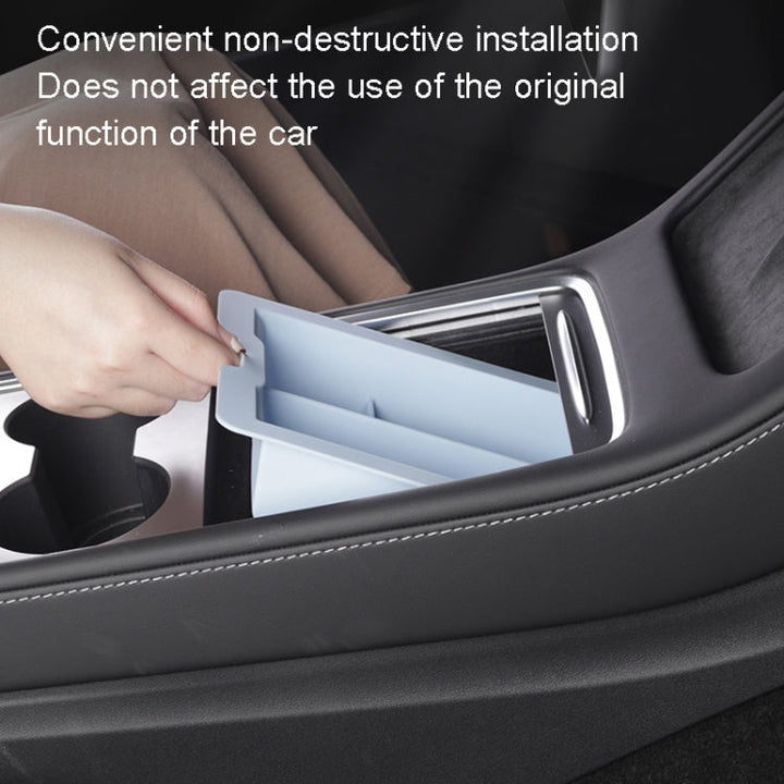 For Tesla Model 3/Y Silicone Double Layer Storage Small Ice Box, Style: Center Front With Divider