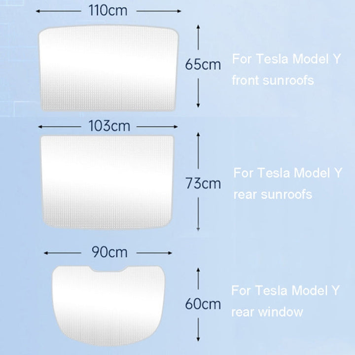 5pcs /Set For Tesla Model Y Ice Crystal Sunshade Car Roof Front And Rear Sunroof Shade