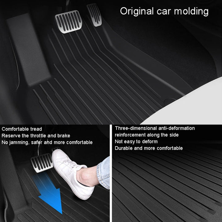 3pcs /Set For Tesla Model Y TPE Injection Car Foot Mats Interior Accessories