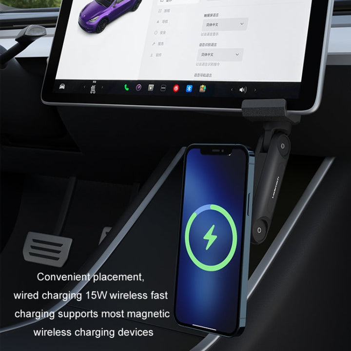 For Tesla Moldel 3/Y Car Mobile Phone Holder Magnetic Rotating Folding Navigation Holder, Shape: LD-TS1-M2