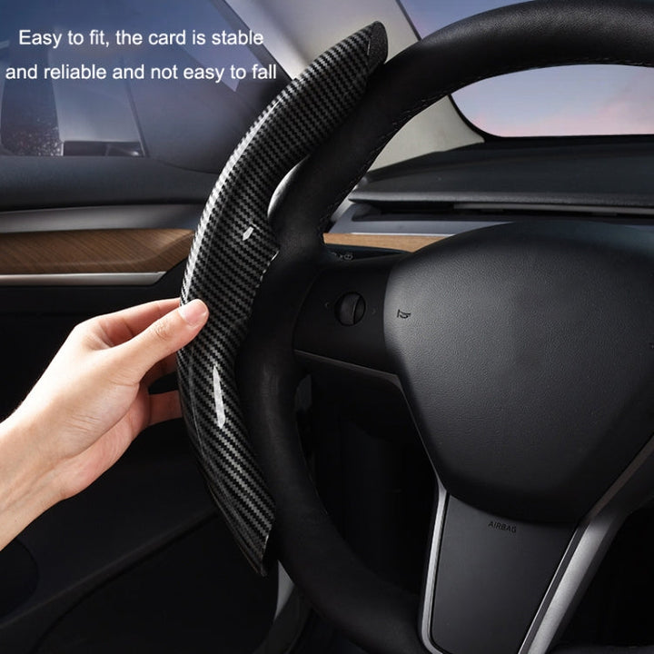 For Tesla Model 3/Y 30cm Carbon Fiber Pattern Steering Wheel Handlebar Cover