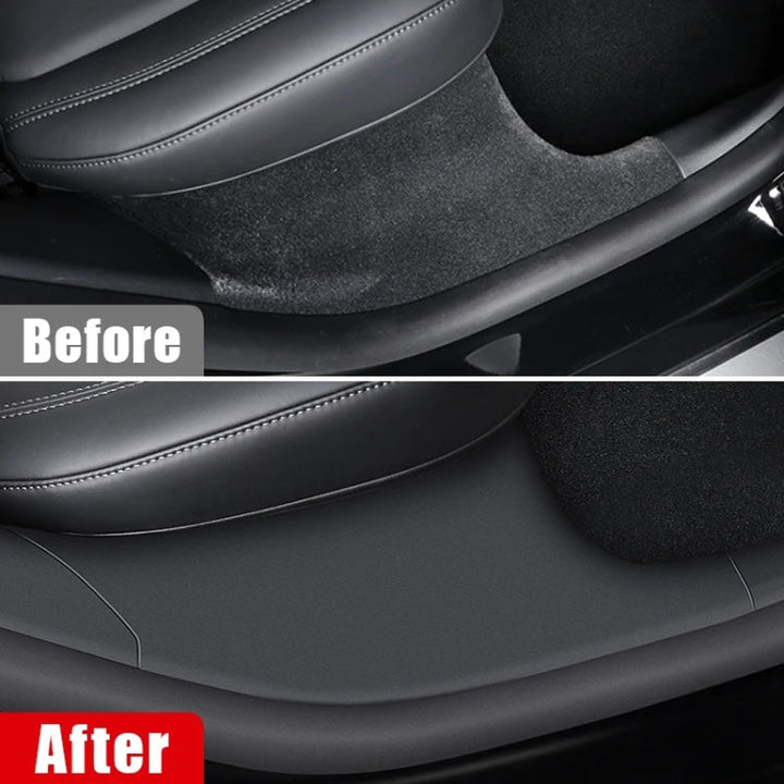 For Tesla Model Y Rear Door Built-In Sill Strip Rear Seats Anti-Kick Leather Protective Pad