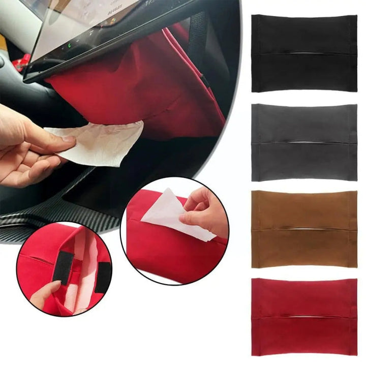 For Tesla Model 3/Y Car Seat Central Control Screen Tissue Box Tissue Storage Bags, Color: Black