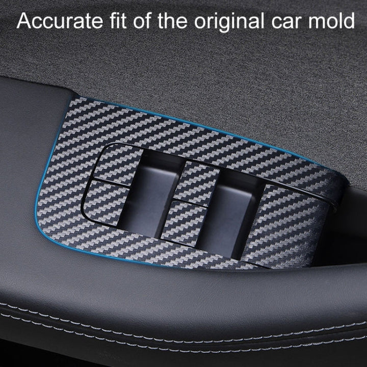 4pcs /Set For Tesla Model 3 Lift Window Button Sticker Car Interior, Style: Carbon Fiber