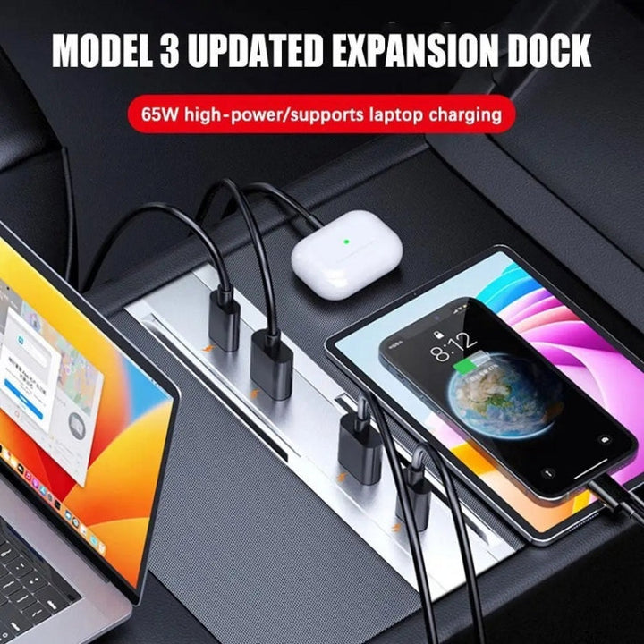 For 2023.9 Tesla Model 3 65W Central Control USB Interface Expansion Dock