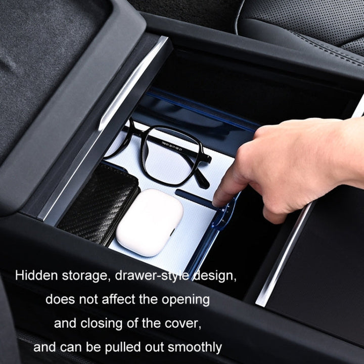 For 2023.9 Tesla Model3 Silicone Double-Layer Storage Box, Color: Black Central Control