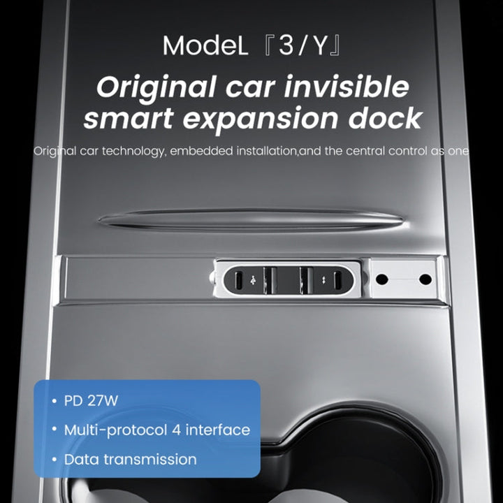 For Tesla Model 3/Y Center Control Type-C Multi-Port Fast Charging USB HUB Docking Station, Model: Single Wire Gradient