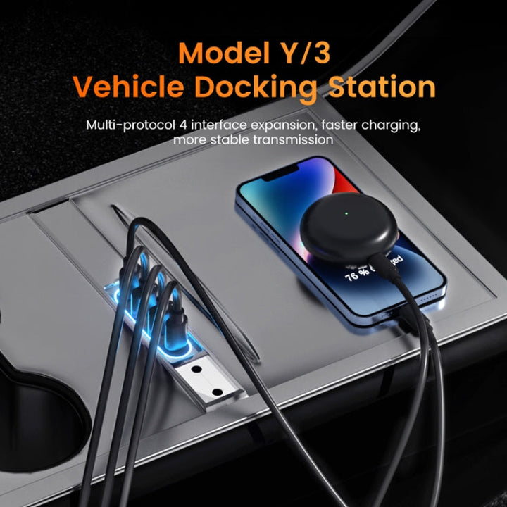 For Tesla Model 3/Y Center Control Type-C Multi-Port Fast Charging USB HUB Docking Station, Model: Single Wire Gradient