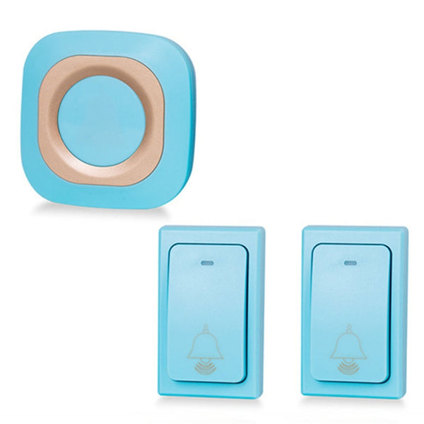 Flash Wireless Home Doorbell Self-Generated Smart Remote Control Doorbell Without Batteries, 2 For 1 Blue
