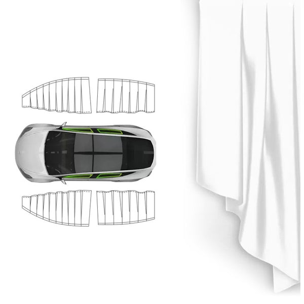 For Tesla Model Y 4pcs White Car Side Window Privacy Sun Protection Curtain